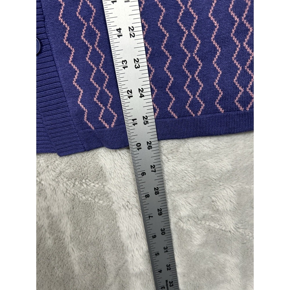 Coney Island Picnic Men Sweater Small Purple Pink Button Up Short Sleeve Collar - Picture 4 of 5